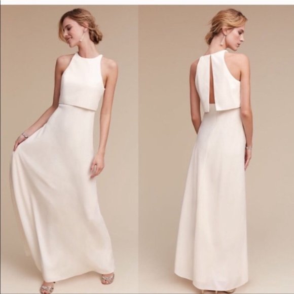 Jill Stuart BHLDN Iva Crepe Open Back Gown Dress 6 - Picture 2 of 16